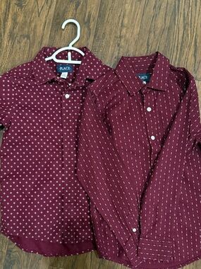 2! The Children's Place Maroon Button-Down Shirts with Pattern